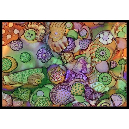 Carolines Treasures Abstract in Purple Green and Orange Indoor or Outdoor Mat- 18 x 27 in. 8971MAT